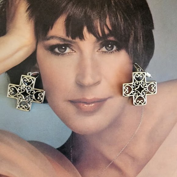 Trifari Silver Cross Earrings - Picture 5 of 5